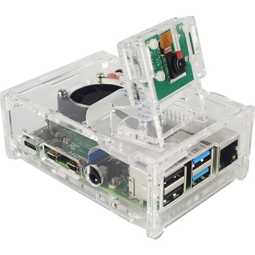Raspberry Pi 4 Model B Acrylic Case with 5MP Mini Camera and Acrylic Holder Heat Sink for Raspberry Pi 4B