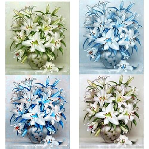 New 5D DIY Diamond Painting Lily Flower Diamond Embroidery Full Square Round Drill Rhinestone Crafts Scenery Home Decor Art Gift