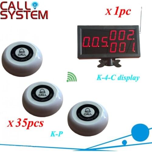 1 set Wireless table waiter service call bell paging system w 1 LED Wall Display + 35 waterproof buzzers