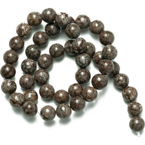 Wholesale 4mm 6mm 8mm 10mm 12mm Brown Snowflake Natural Stone Beads Round Loose Beads Needlework DIY Necklace Bracelet