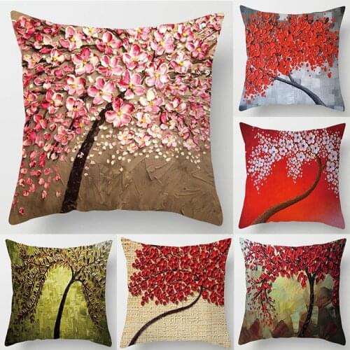 Red leaves lovers Valentines Day series pillow case Maple Leaf Falling Pillows cover Tree Pattern Retro cushion pillowcases