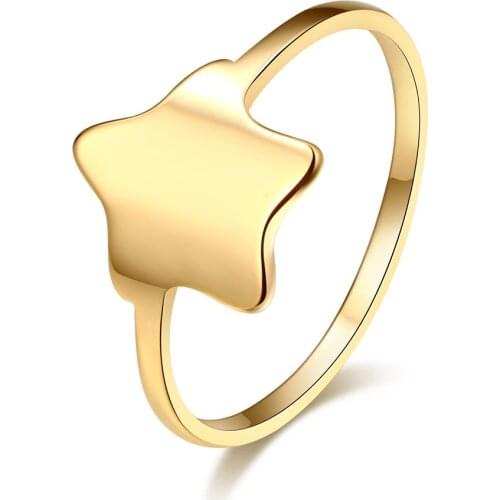 DOTIFI New 316L Stainless Steel Gold and Silver Color Ring Pentagram Ring Designed For Ladies Ring Party Gift R306