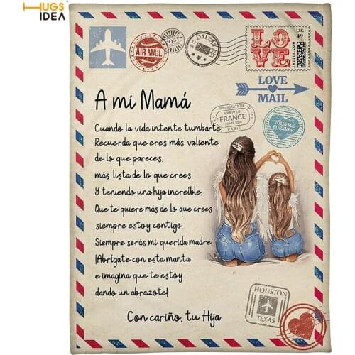 HUGSIDEA A Letter to My Mom Pattern Fleece Blanket Home Bedding Lining Sofa Couch Air Conditioning Thin Quilt Kids Soft Blankets