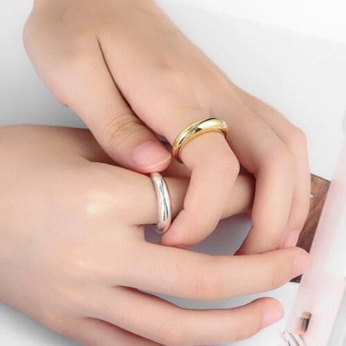 Newest Smooth Geometric Cambered Ring For Men Women Gold Silver Color Open Finger Rings Party