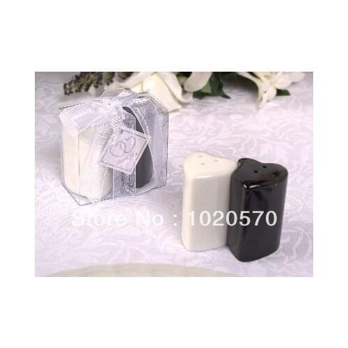 Ceramic Double Hearts Salt & Pepper Shakers 100sets/lot=200pcs/lot for Wedding Decoration Articles Party Favors Free Shipping