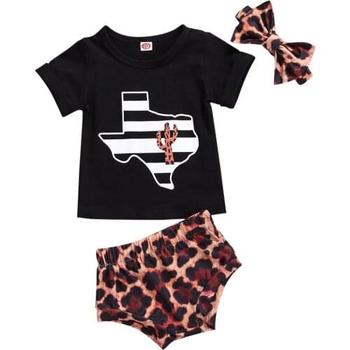 0-24M Newborn Kid baby Girl Clothes set Short Sleeve Top Leopard Shorts set Elegant Cute Sweet Princess Cotton Outfit