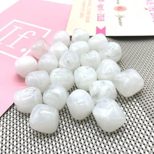 New 10 Pcs Irregular Round Acrylic Beads Spacer Loose Beads For Jewelry Making DIY Bracelet #White