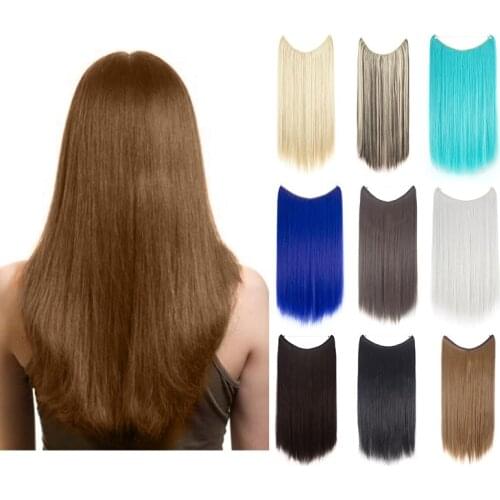 Lelinta 24'' Straight Synthetic Secret Hidden Wire Hair Extensions Hidden Wire Natural Hairpieces No Clip No Glue No Tape