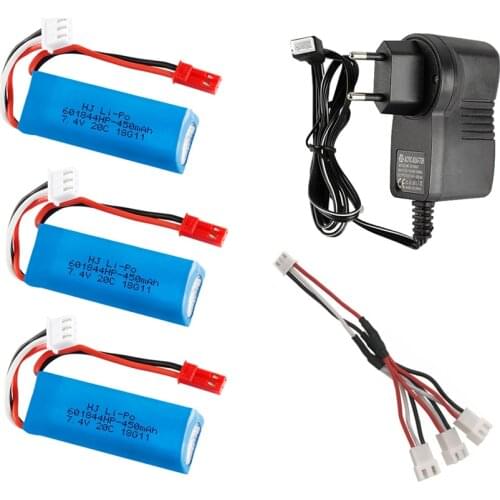 7.4V 450mAh Lipo Battery with 7.4v Charger Sets for WLtoys K969 K979 K989 K999 P929 P939 RC Car Parts 7.4v 2s Battery Toys Cars