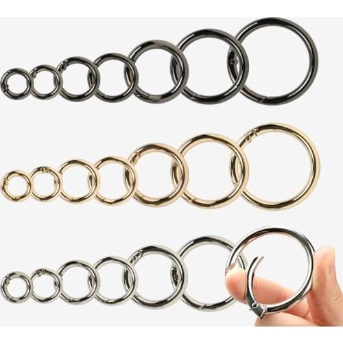 10pcs Openable Circle O Ring Metal Spring Buckle Keyring Open Loop Leather Bag Hardware Accessories Hooks Dog Chain Snap Clasp