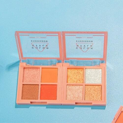 Mini 4 Color Eyeshadow Palette Shimmer Matte Eyes Makeup Long Lasting Eye Shadow Palette Pearlescent Pigment Cosmetics TSM1