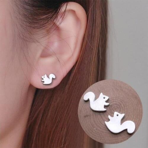 Fashion Women Squirrel Animal Shape Ear Stud Earrings Jewelry Birthday Gift Ear Stud Earrings Jewelry Gift Ear Stud Earrings Jew