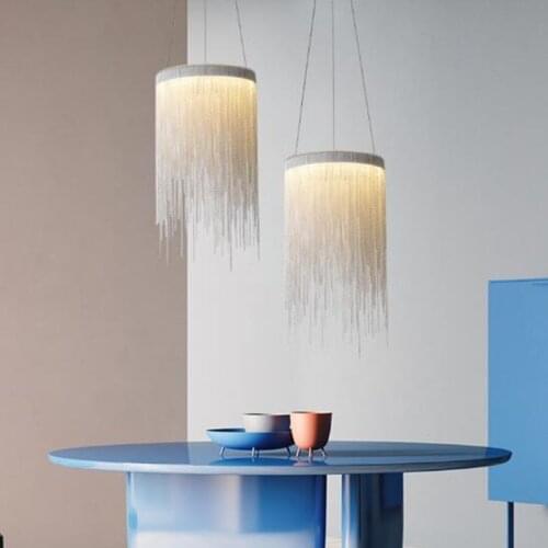 Nordic Loft Aluminum Chain Led Chandelier Modern Tassel Chain Bedroom Diningroom Cafe Aisle Decor Light Fixtures