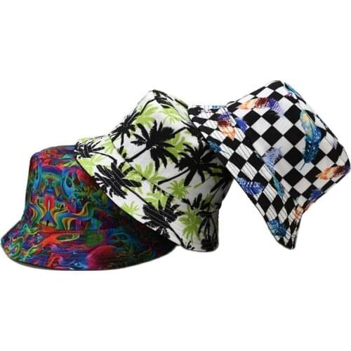 New plant leaf print fisherman hat children outdoor sun visor hat in spring and summer bucket hat