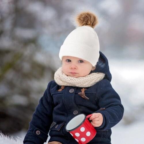 Autumn Winter Pompom Hat Beanies For baby girls Knitted Wool Skullies Casual children Cap winters Warm Skullies Caps Hat