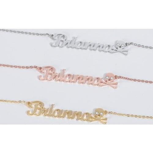Personalized Letter Gold Choker Necklace Pendant Nameplate Gift Customized Fashion Stainless Steel Name Necklace