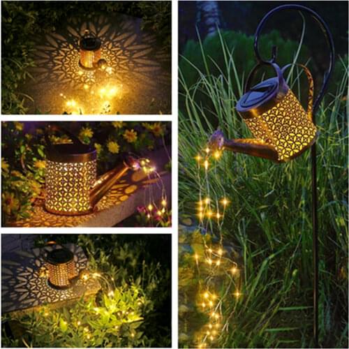 Watering Can Solar Garden Landscape Path LED String Lights Yard Stake With Planter For Yard Lawn Art Outdoor Home Decorations