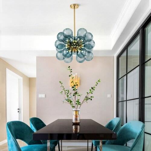 Postmodern minimalist fashion creative chandelier living room bedroom model room cafe bubble glass ball color chandelier