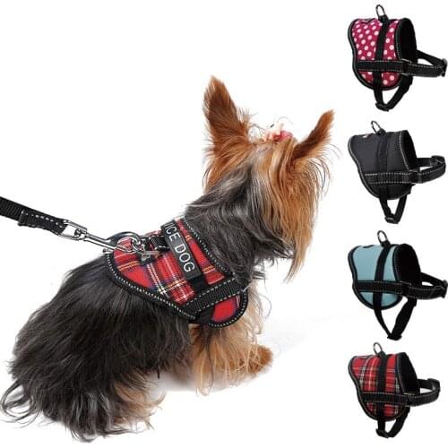 Pet Dog harness set adjustable breatheable Dog hardness Clothes with Dog leashes for yorkies with reflective tape