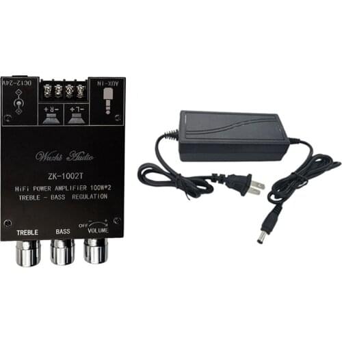 Retail ZK-1002T TI TPA3116D2 Bluetooth 5.0 Subwoofer Amplifier Board 2X100W 2.0 Channel Audio Stereo Amplifier Board US Plug