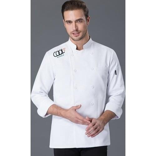 Master Chef Uniform Long Sleeve Breathable Unisex Chef Shirt Men Women Chef Cook Jacket Kitchen Sushi Uniform Work Clothes AS424