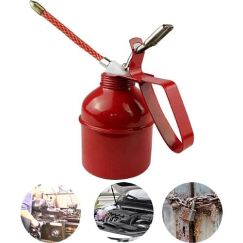 Hand Pump Oiler Can Professional Squirt Squeeze Trigger Red Metal Grease Gun 500ML 300ML Capacity High Pressure