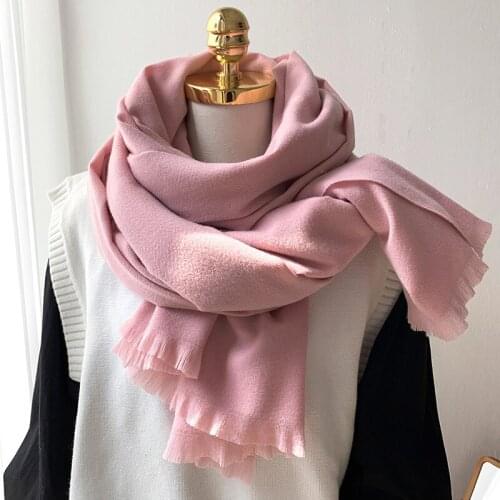 High Quality Woman Winter Scarf Female Shawls Cashmere Paashmina Warm Winter Wraps Solid Color Thick Hijab Scarfs Wholesale