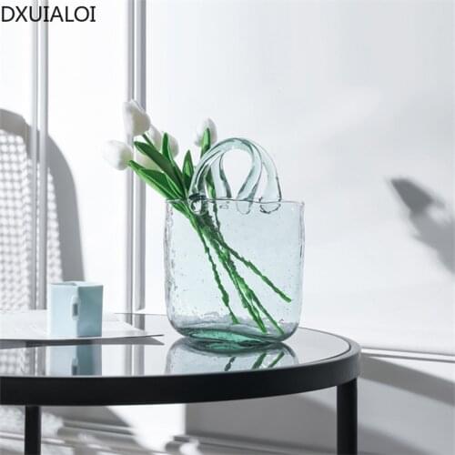 Creative bubble shopping basket bag glass vase flower living room desktop vase European style home decoration accessories gift