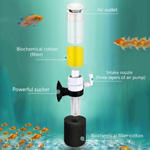 3 in 1 Ultral Slient Mini Fish Tank Aquarium Pond Internal Plastic Suction Filter Oxygen Pump Submersible Pump Accessories