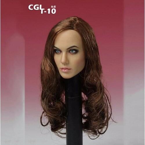 In Stock 1/6 Scale Angelina Jolie Brown Long Curly Hair Head Sculpt For 12" Female Action Figures Bodies Dolls