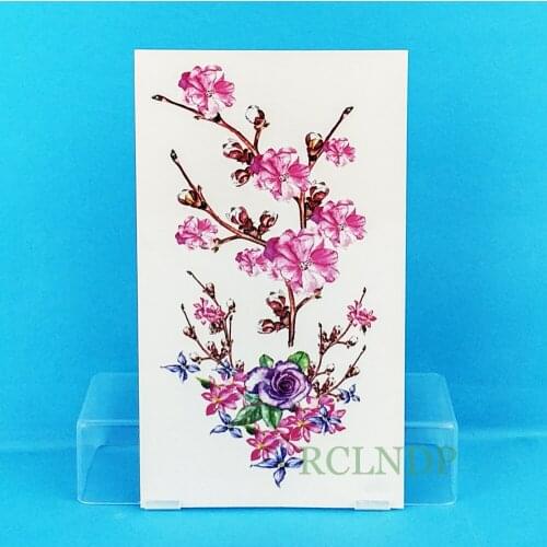 Waterproof Temporary Tattoo Sticker pink red flowers bloom tatto stickers flash tatoo fake tattoos for girl women