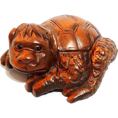 Y7134 - 2" Hand Carved Japanese Boxwood Netsuke Figurine Carving: カッパ