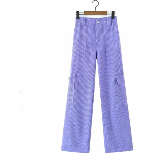 ZA Women 2021 Chic Fashion High Waist Casual Wide Leg Overall Pants Vintage Zipper Fly Pockets Office Wear Female Ankle Trousers