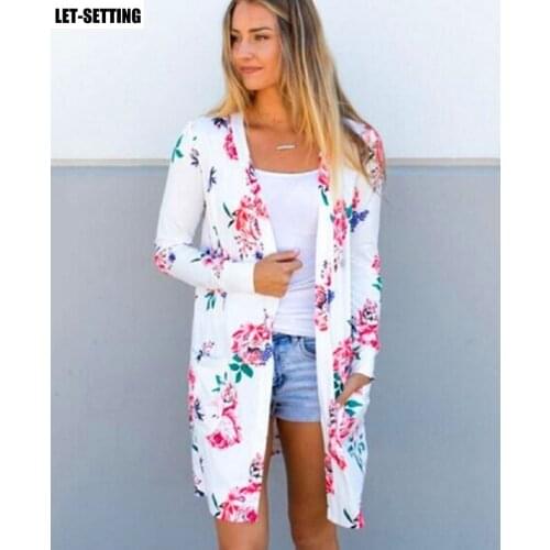 New fashion casual printed cardigan long sleeve woman kimono shirt floral cardigans coat long sleeve loose tops S-XL