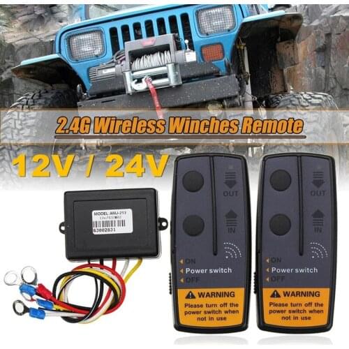 1 Set 12V/24V 50M Digital Wireless Winches Remote Control Recovery Kit Twin Handset ATV Truck 120W 100Ft