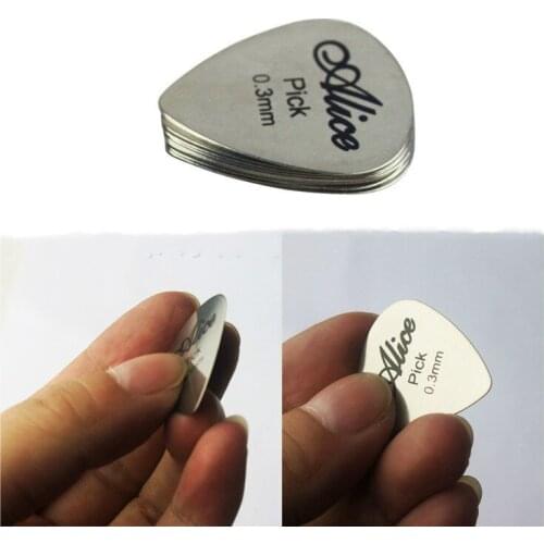 10/5Pcs Thin Metal Guitar Pick 0.3mm Durable Silver Acoustic Picks Professional Bass Ukelele Finger Guitar Picks Accessories