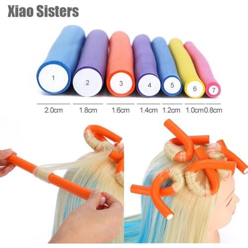 10pcs Flexible Hair Curling Rod Hair Curler Makers Soft Foam Twist Curls DIY Rollers Styling Tools Color Random hair curlers