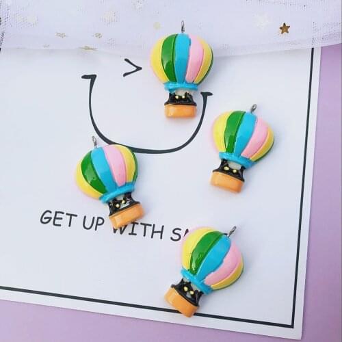 ZALEBABA 30*25mm 10pcs resin Hot air balloon charms very cute keychain pendant necklace pendant for DIY