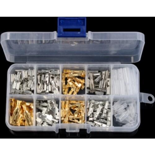 150Pcs/Set Male and Female Car Spade Connector Splice Crimp Wire Terminals Assortment with Insulating Sleeve for Motorcycle Bike