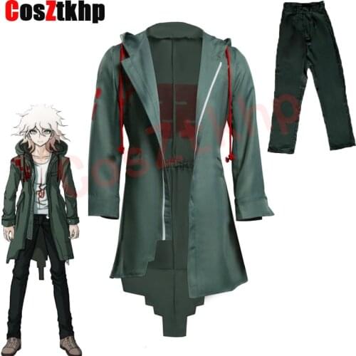 2021 Nagito Komaeda Cosplay Jacket Anime Super Dangan Ronpa 2 DanganRonpa Costume Men Green Coat Adult Anime Clothes pants top