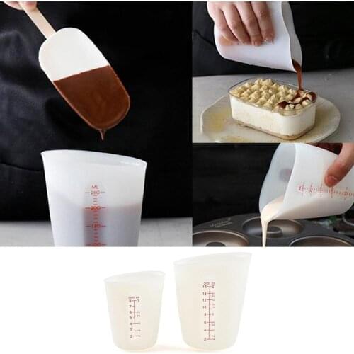 250/500ml Visual Silicone Measuring Cup Butter Water Liquid Measure Cup Jug Flexible Silicone Cup Baking Cooking Accessories