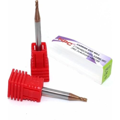 2R0.3*4*50/2R0.5*4*50 of 4 flutes HRC 55 mill cutter corner radius solid carbide end mill CNC machine milling tools