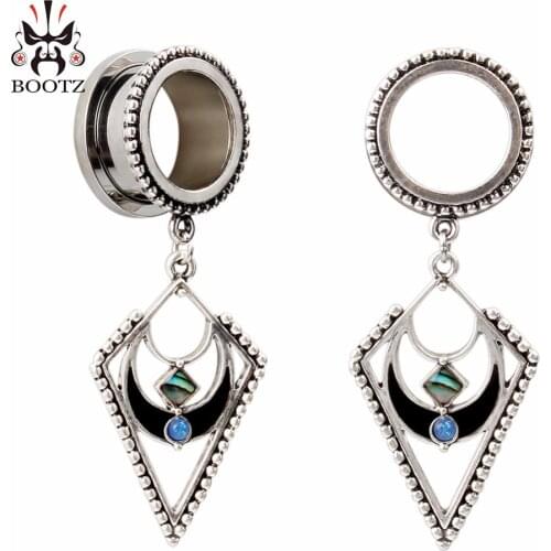 KUBOOZ Pendant Ear Plugs Tunnels Silver Expander Stainless Steel piercing Gauges Earrings Stretcher Fashion Gift For Women Men