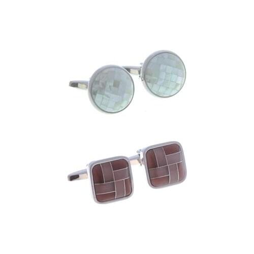 5pairs/lot Handmade Cats Eye Stone Pearl Shell Connected Cufflinks Opal Sea Shell Cuff Links Mens Jewelry Business Style