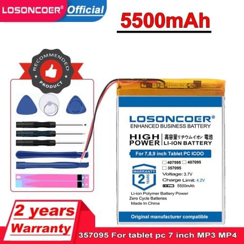 5500mAh 3.7V (polymer lithium ion battery) Li-ion battery 357095 Battery for tablet pc 7 inch MP3 MP4 357096 capacity
