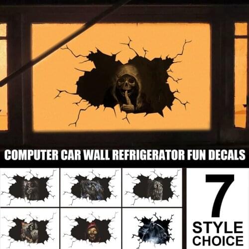 Skull Car Sticker Happy Halloween Wall Floor Sticker Horror Wall Stickerscar Window Home Party Decoration Decal Car Styling