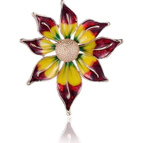 TODOX man paiting Brooches Fashion gold exquisite cartoon consise sunflower pins garment accessory wedding gifts for husband