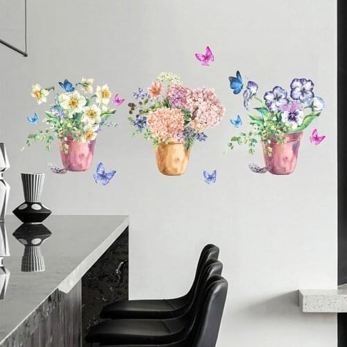 Flower Plant Pot PVC Home Room Decor Wall Decal Sticker Bedroom Removable Mural For Walls, Doors, Windows, Closets
