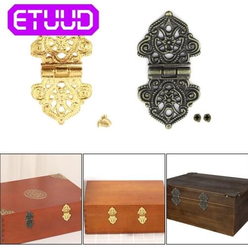 Wooden Box Antique Bronze Metal Furniture Box Latch Dolls With Screws DIY for Jewelry House Locks Decorative Cabinet Hinges