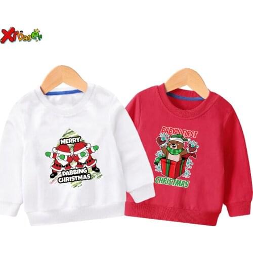 Kids christmas sweatshirts funny Santa Claus cute baby hoodie clothes girls Cotton Toddler Christmas Costume Outfit Fashion 4T2T